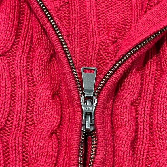 Eddie Bauer Cable Knit Cardigan Sweater Women's Size Medium Full Zip Cotton Wool - Picture 10 of 14